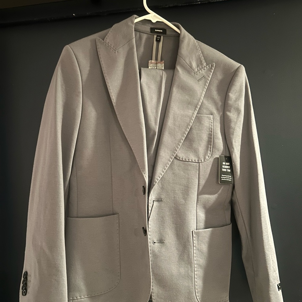 Express Modern Gray 4 Way Flex Suit